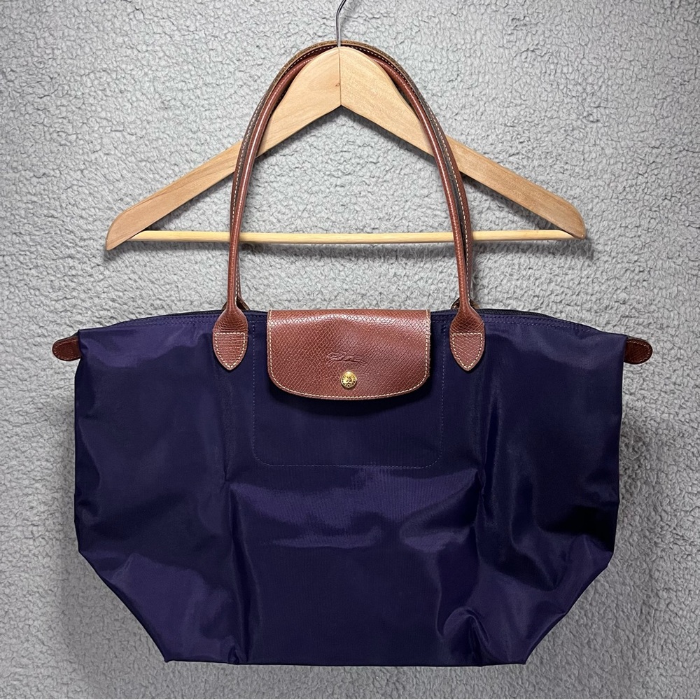 Longchamp Le Pliage Original Nylon Shoulder Bag Tote Bilberry Blue/Purple Large